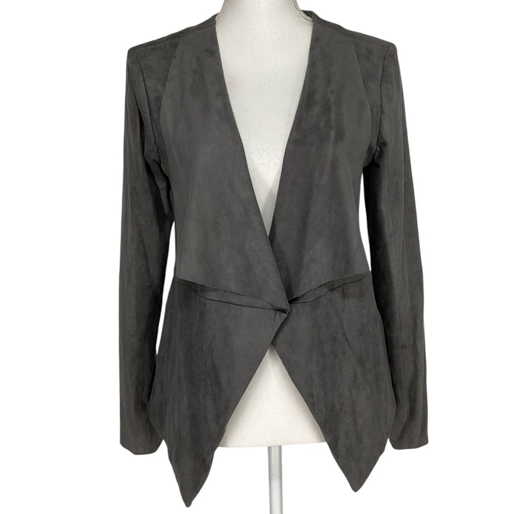 CUPCAKES AND CASHMERE / Gray Faux Suede Blazer / Small / Modern Office Soft Goth
